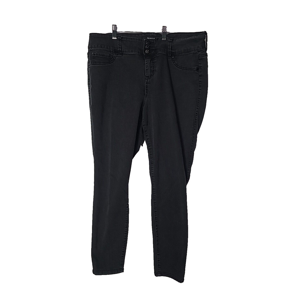 Torrid Black Denim Skinny Super Stretch High Rise Dark Wash Jeans Womans SZ 18R